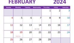 Blank February 2024 Calendar Free F2363