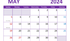 Blank May 2024 Calendar Free M5363