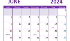 Blank June 2024 Calendar Free J6363