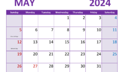 month of May 2024 Calendar Printable M5364