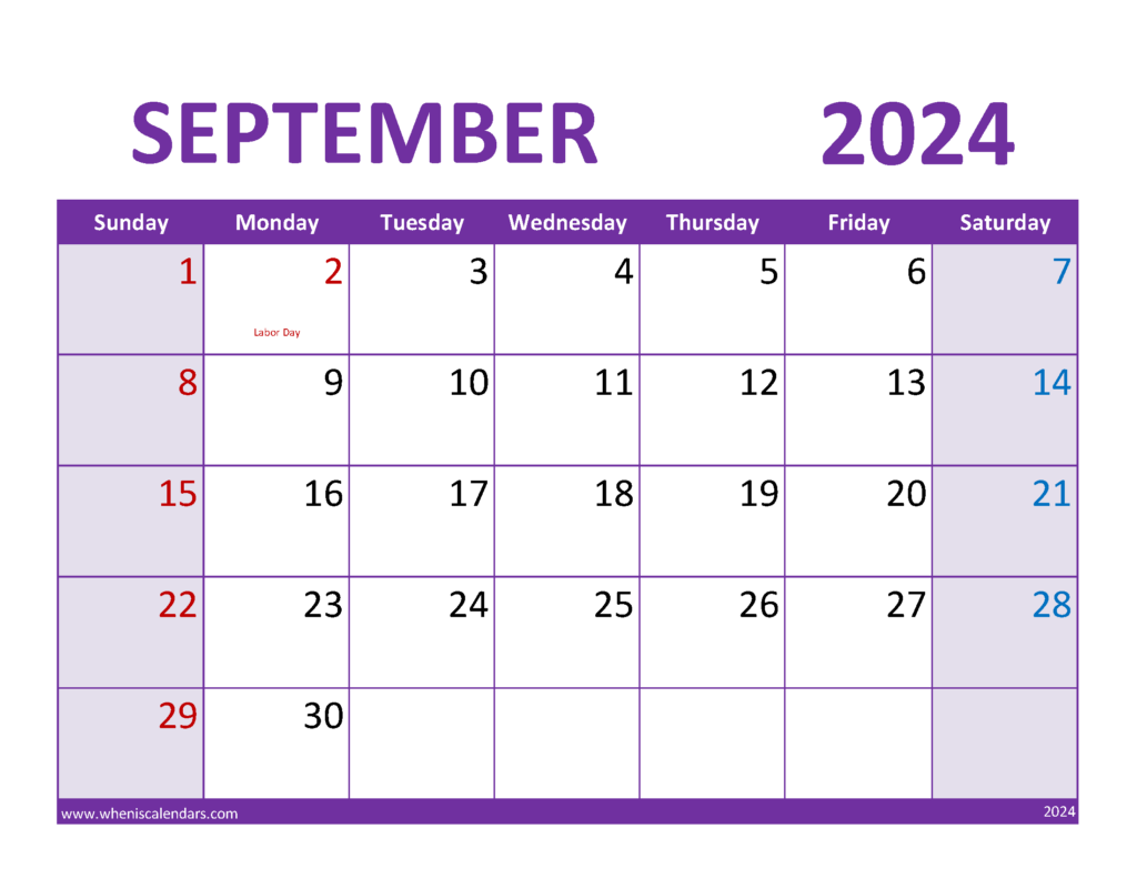 Download Printable September 2024 Calendar Free Letter Horizontal 94084