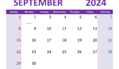 September 2024 Calendar Printable with lines S9365