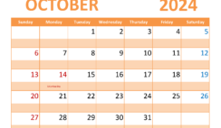 Printable Calendar Page for October 2024 O1367