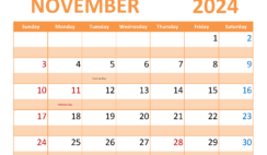 Printable Calendar Page for November 2024 N1367