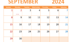 Printable September Monthly Calendar 2024 S9368