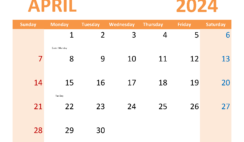 2024 April schedule Template A4370