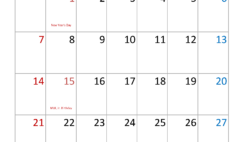 Download January 2024 Holidays Calendar Letter Vertical J4091