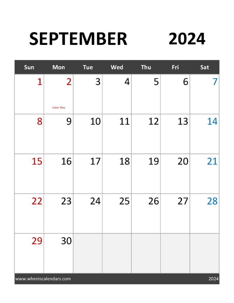 Download Blank Calendar September 2024 Free Printable Letter Vertical 94092