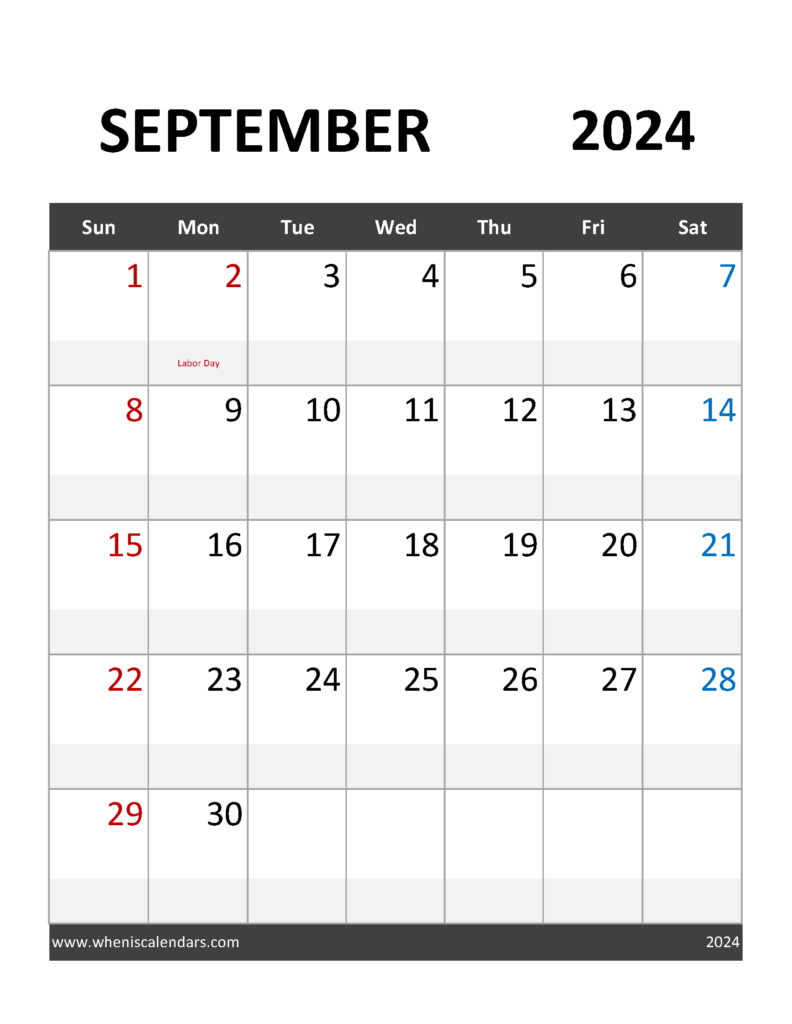 Download Sept 2024 Calendar Printable Free Letter Vertical 94093