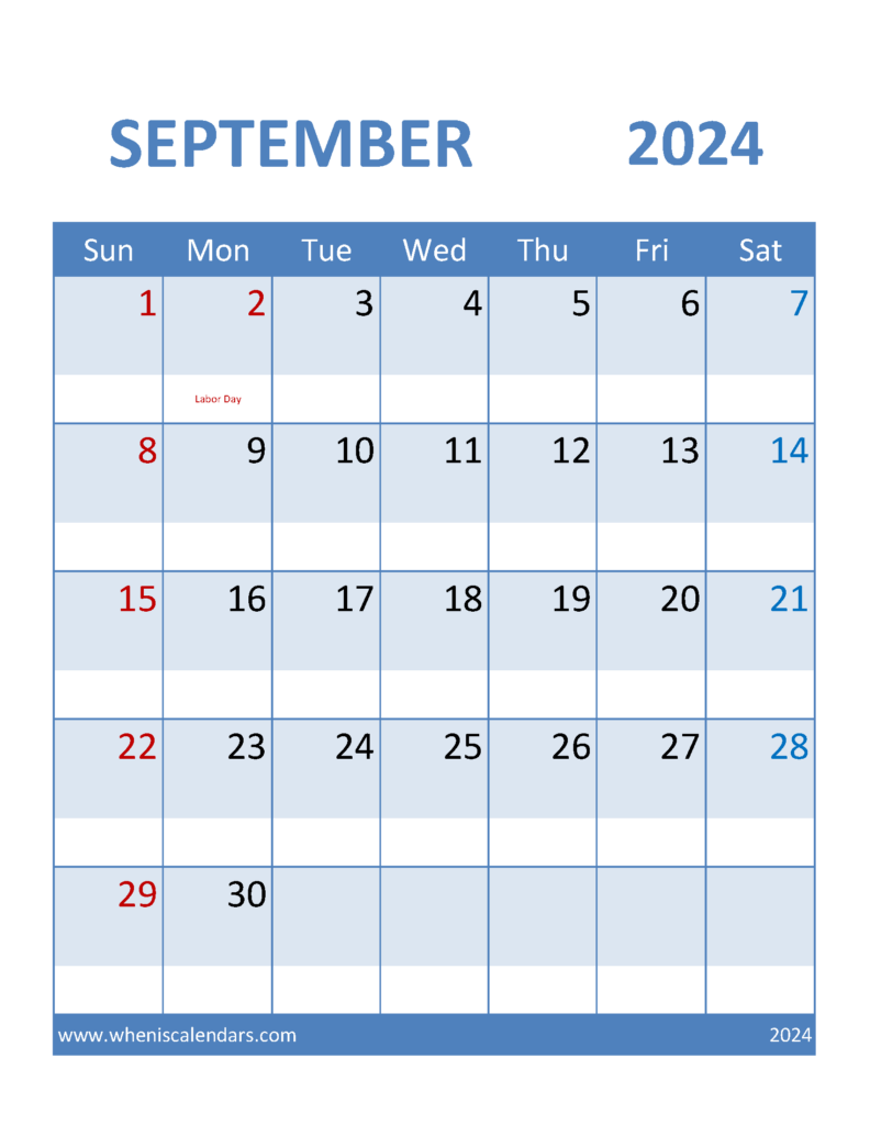 Download Sept 2024 Calendar excel Letter Vertical 94097