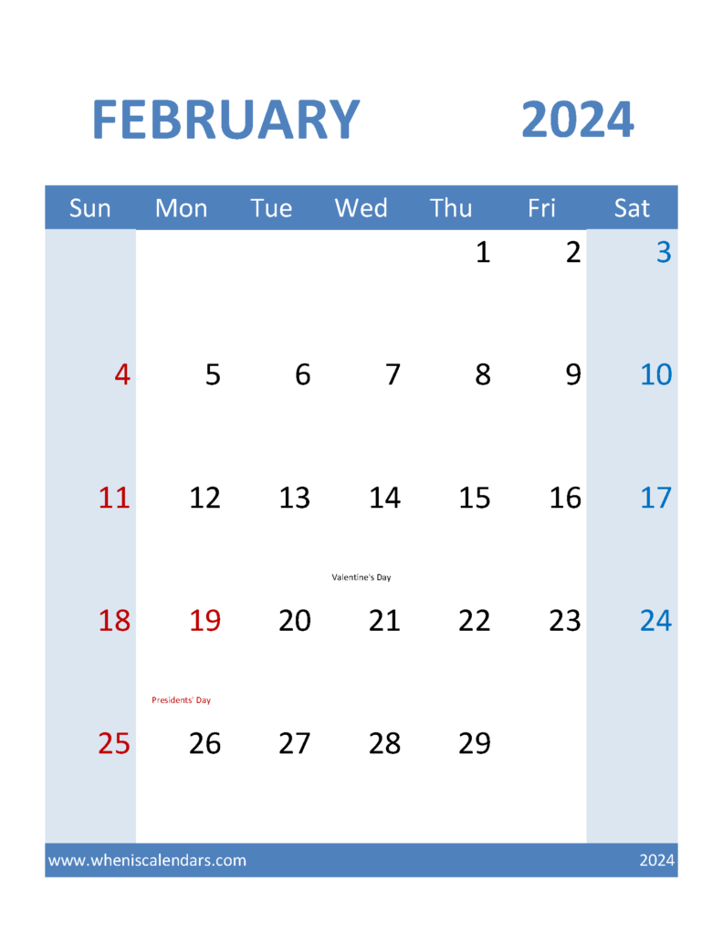 Download Feb 2024 Blank Calendar Letter Vertical 24100