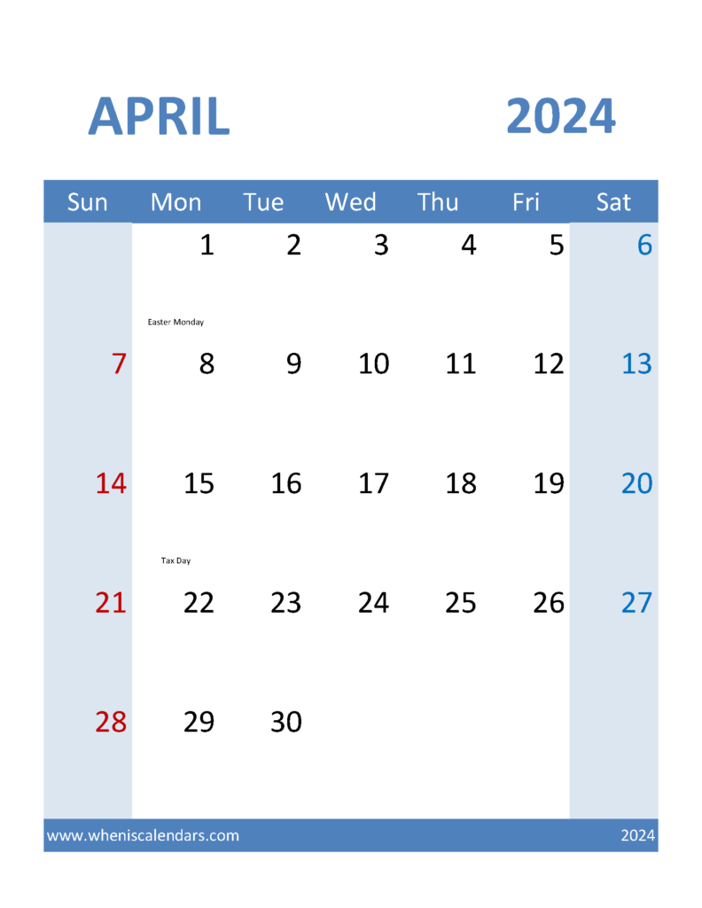 Download Apr 2024 Blank Calendar Letter Vertical 44100