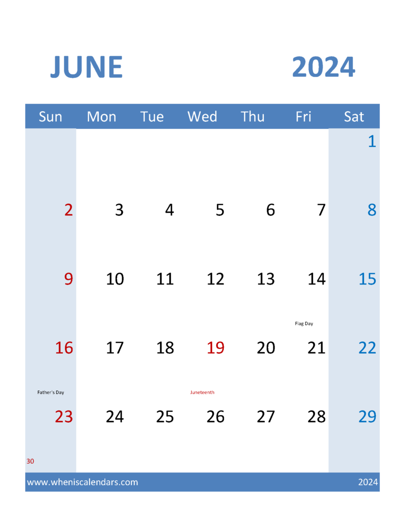 Download Jun 2024 Blank Calendar Letter Vertical 64100