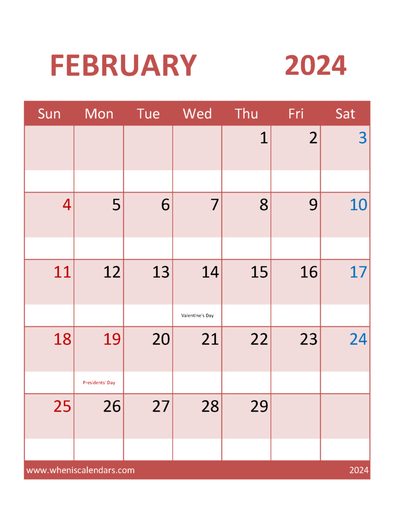 Download February Calendar 2024 Template Letter Vertical 24102