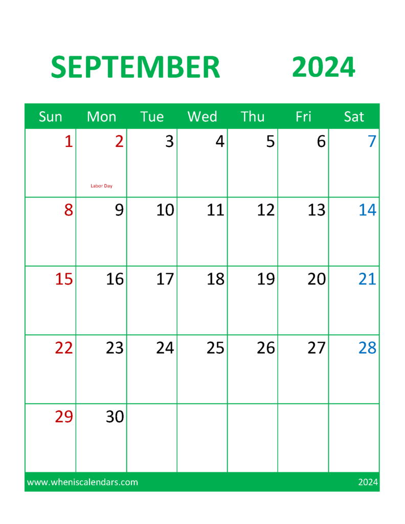 Download September 2024 Calendar Printable cute Letter Vertical 94106