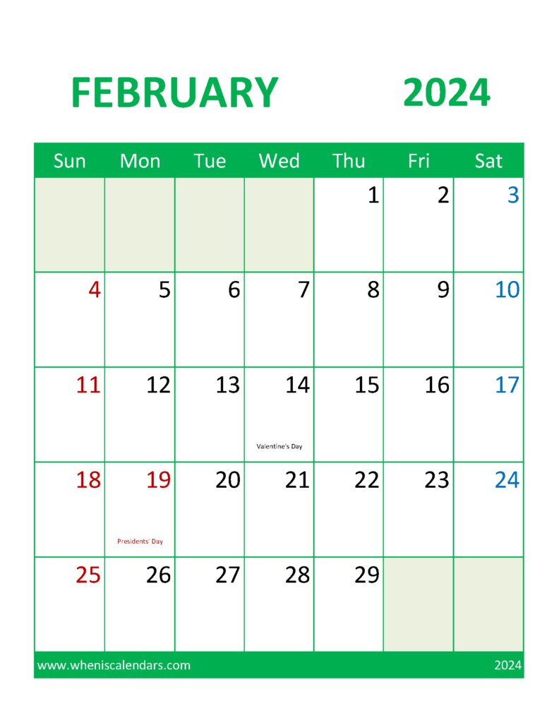 Download February Template 2024 Letter Vertical 24108