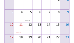 November 2024 Calendar vertical Printable N1394