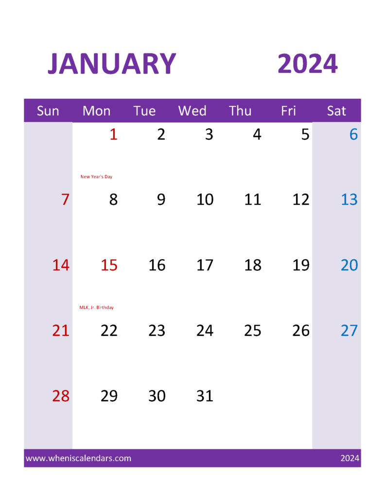 Download Printable Calendars January 2024 Letter Vertical J4115