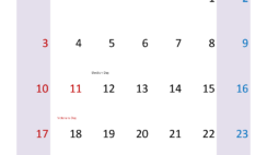 Calendar with Holidays November 2024 N1395