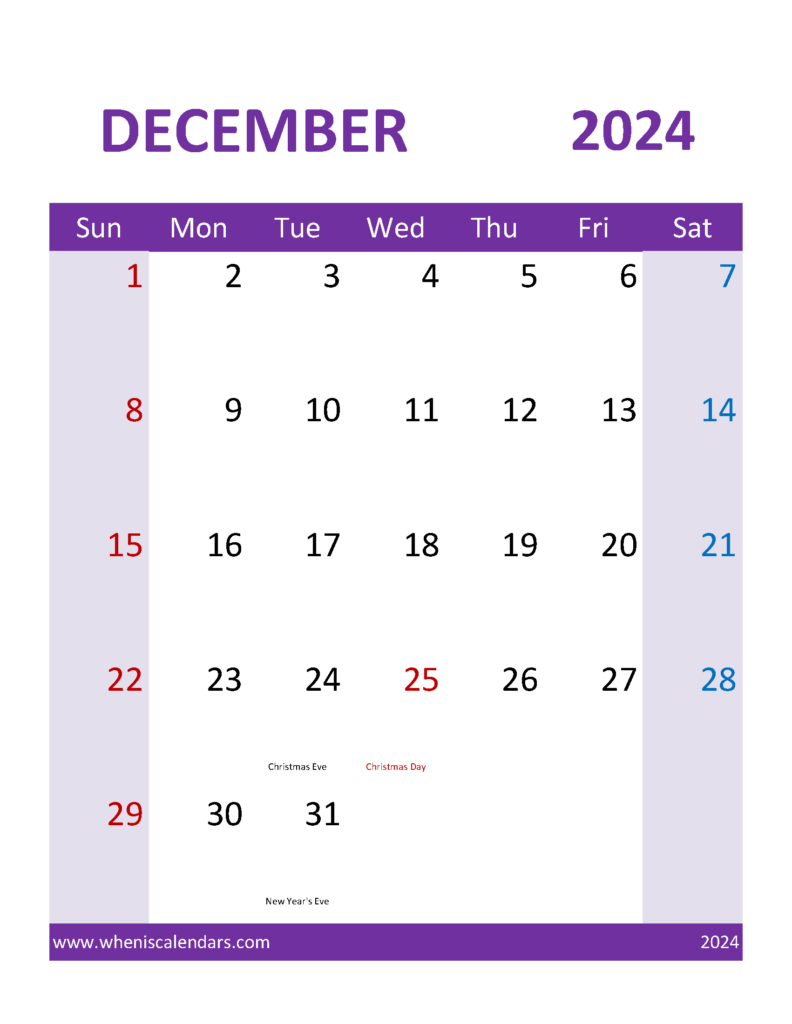 Download Printable Calendars December 2024 Letter Vertical 124115
