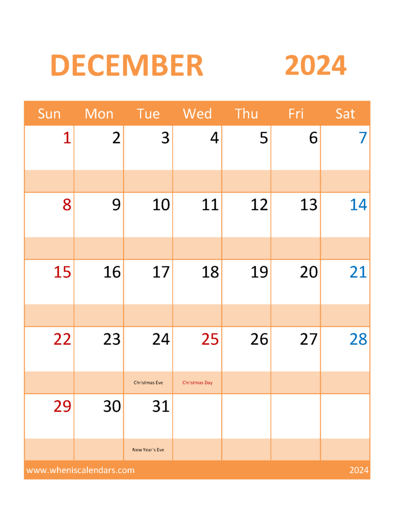 Download Free Dec 2024 Printable Calendar Letter Vertical 124117