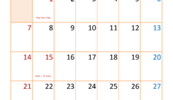 Download Calendar January 2024 excel Letter Vertical J4118